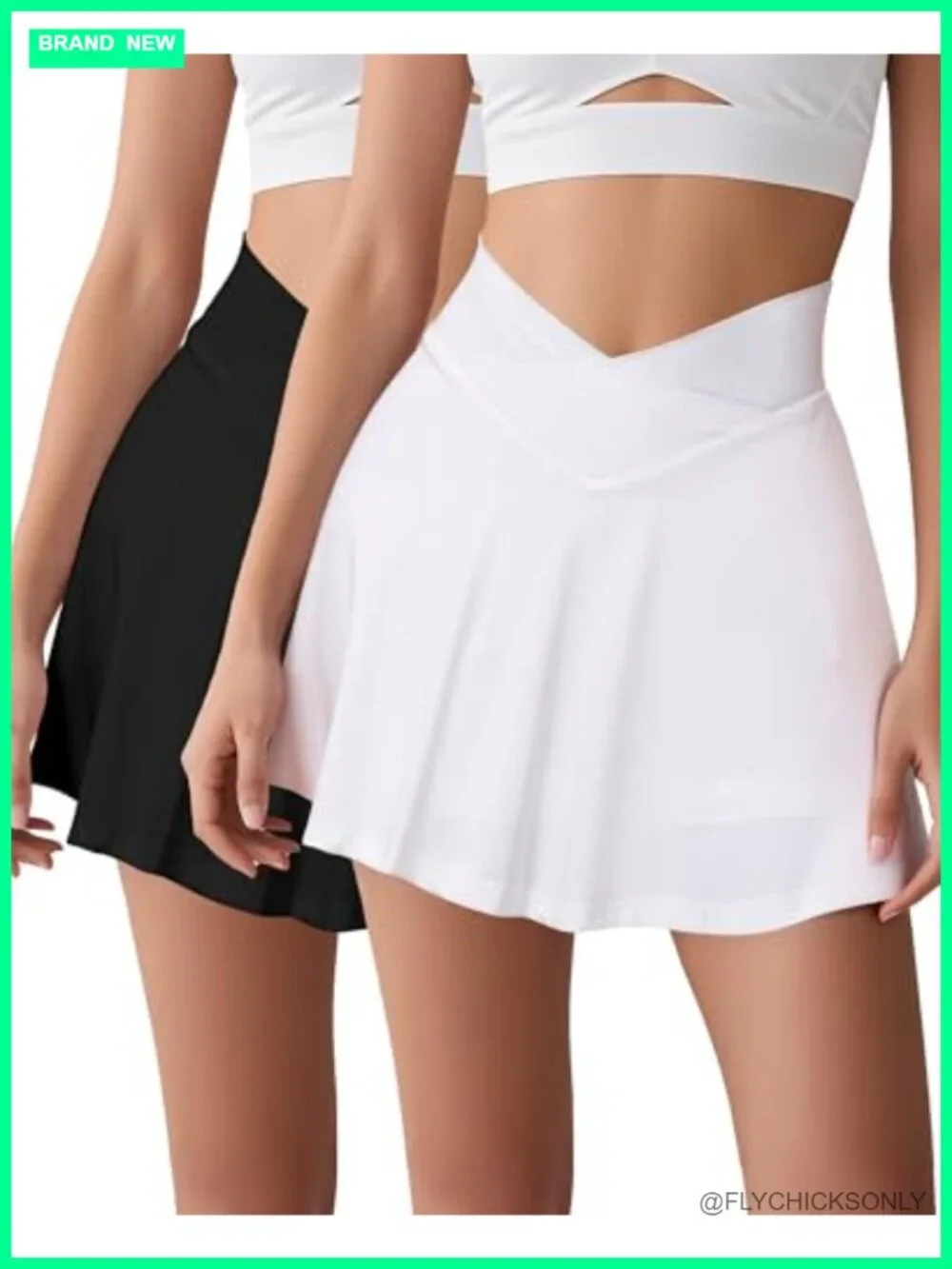 2 Pack Womens Tennis Golf Skirts with Pockets Crossover High Waisted Pleated